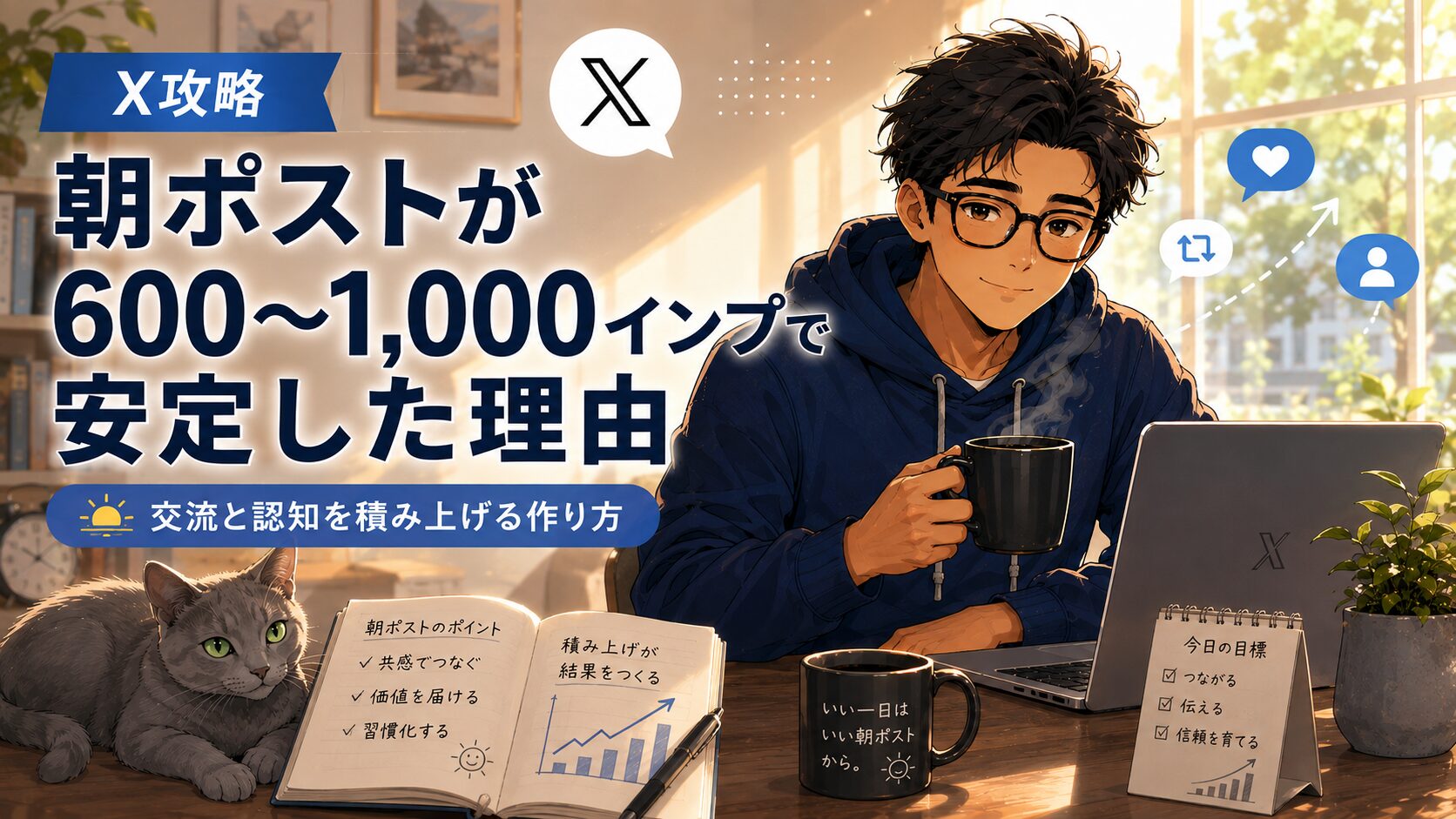 朝ポストが600~1,000インプ安定